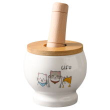 1Set Kitchen Grinding Tool Ceramic Garlic Crusher with Wood Stick