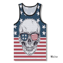 (White,TagL=US S)Gráfico Estampado 3D Calavera Para Hombres Gimnasio Chaleco Muscular Camisa Deporte Fitness Prendas para el torso Camiseta