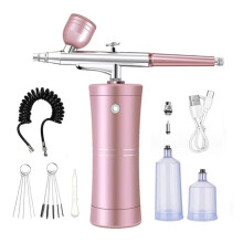 Kit Aerografo Aerografo Senza Fili con Set di Compressori con Ugello da 0,3 mm Macchina per Ossigeno Portatile per Trucco Viso Spray B