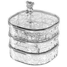 Rotating Jewelry Box, Transparent Band Partition High-End Exquisite Jewelry Storage Box, Earring, and  Storage Box A