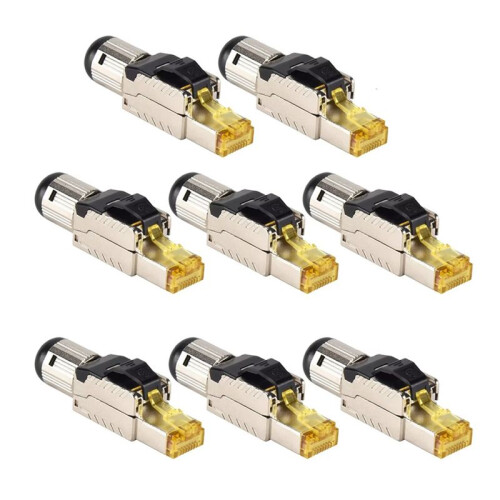 8Pack Tool Free Shielded RJ45 Cat 8, Cat8 Field Termination Plug, Cat8 Connector, Cat8 Plug