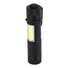 New Portable Aluminum Q5 LED Flashlight XPE&COB Work Light lanterna Powerful Pen Torch Lamp 4 Modes Use 14500 or AA