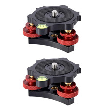 2pcs Tripod Leveling Base, Camera Leveler Tripod Leveler 3-Axis Tri-Wheel 3/8in Thread +/-5 Precision Adjustment