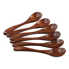Small Wooden Spoons, 6 PCS 5.3 Inch Natural Soup Spoons Bamboo Wood Spoon for Eating, Handmade Condiments Mixing Serving