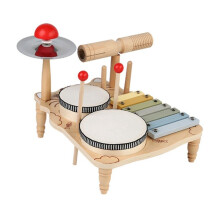 Conjunto de Bateria Infantil para Crianças, Mesa de Música de Percussão para Iniciantes, Educação Precoce de Madeira, Conjunto de Rack de Bateria