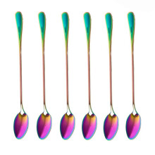 Kaffee Teeloeffel, Satz Von 6 Regenbogenfarbe Kaffeeloeffel Lang-Griff Eiscreme Dessert Loeffel Cocktail Stir Loeffel Ruehrloeffel, Spitzkopf