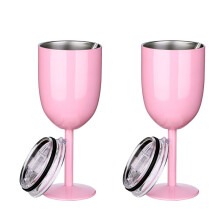 2 Stück Isolierte Rosa Weingläser, Doppelwandiger Reise-Weinbecher Aus Lebensmittelechtem Edelstahl mit Auslaufsicherem Deckel für Erwachsene