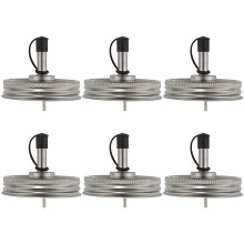 6 Piezas de Acero Inoxidable 70Mm Boca Regular Tarro Tapas de Boquilla con Tapas de PláStico para Dispensador de CóCtel de Aceite de Oliva