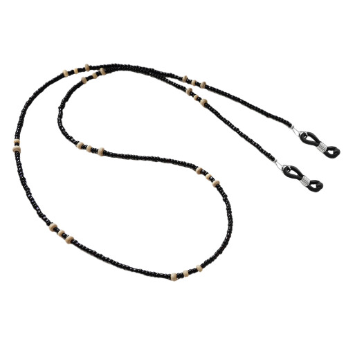 6Stk Schwarze Retro Holzperlen Brillenhaltekette, Robust