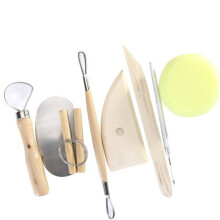 16Stk Töpferwerkzeug Holz Und Metall Modellier Set Ton Beige
