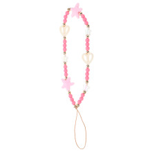 5Stk Handykette Rosa Acryl Herzperlen Strap Damen & Mädchen