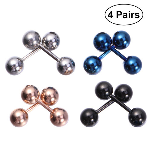 24Stk Unisex Farbige Kugel Ohrringe Leicht Zu