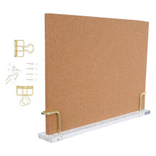 4Sets Schreibtisch Memo Board Aus Robustem Kork, Holzrahmen Und Metall
