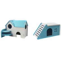 4Pcs Blue PVC Small Pet House Dual Layer Hamster Villa Hideout