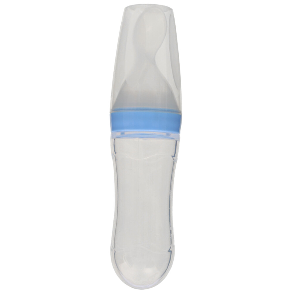 2Pcs Baby Feeding Tool Silicone Squeeze Bottle Infant Spoon Blue Ohphcall
