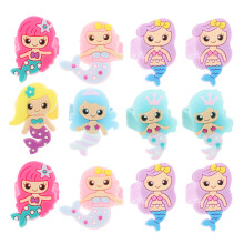 72Pièces Enfant Sirène Anneaux Colorés Décoration Fête Fille