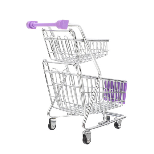 2Pièces Mini Chariot À Deux Niveaux Violet Pour Décor Chic