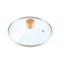 2Pcs Tempered Pan Lid with Wood Knob Universal Kitchen Cover
