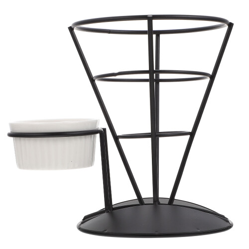2Pièces Porte-Frites Sauce Noir Élégant Pour Table