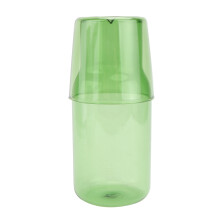 3Sets Hotel Water Bottle and Glass Cup Set Green Glassware
