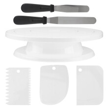 3Sets Rotating Cake Stand for Decorating White Stable 360 Turn Design