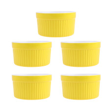 10Pcs Chic Yellow Ceramic Baking Bowls Small Soup and Rice Bowls