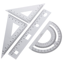 2Sets Langlebiges Metall Lineal Set Für Schule Büro Silber