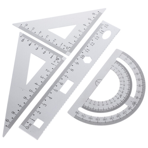 2Sets Langlebiges Metall Lineal Set Für Schule Büro Silber