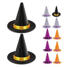 48Pcs Felt Mini Witch Hats Assorted Colors for Doll and Party Decor