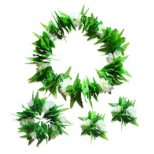 5Pcs Green Hula Skirt Set Hawaiian Luau Party Accessories