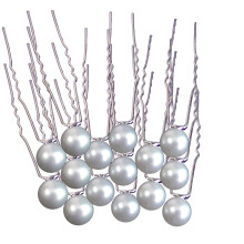 60Pcs Wedding Hairpins Pearl U-Shaped Metal Hairpin White for Women