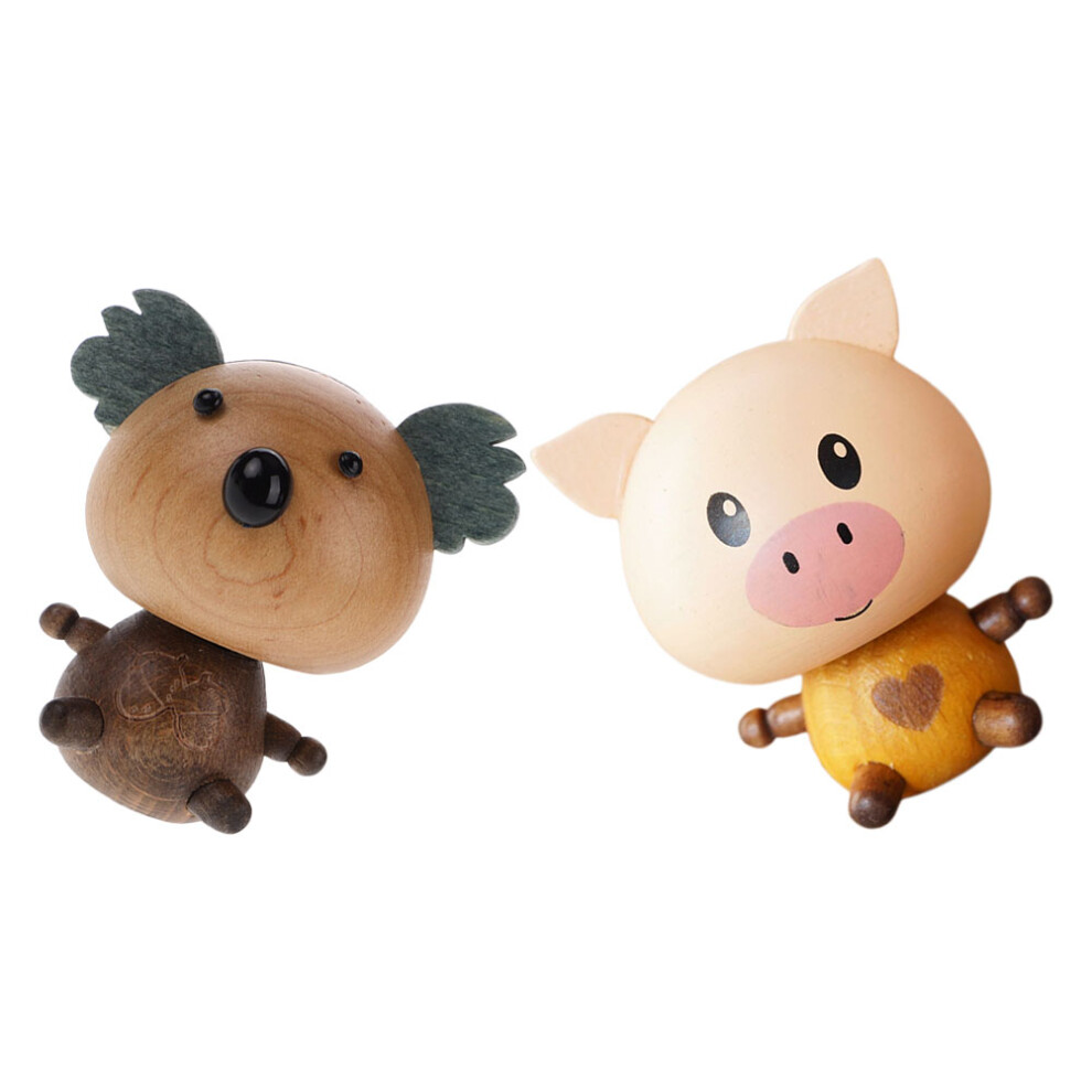 4Pcs Car Interior Wooden Bobblehead Koala Ornament Aromatherapy Gift 3652056674635