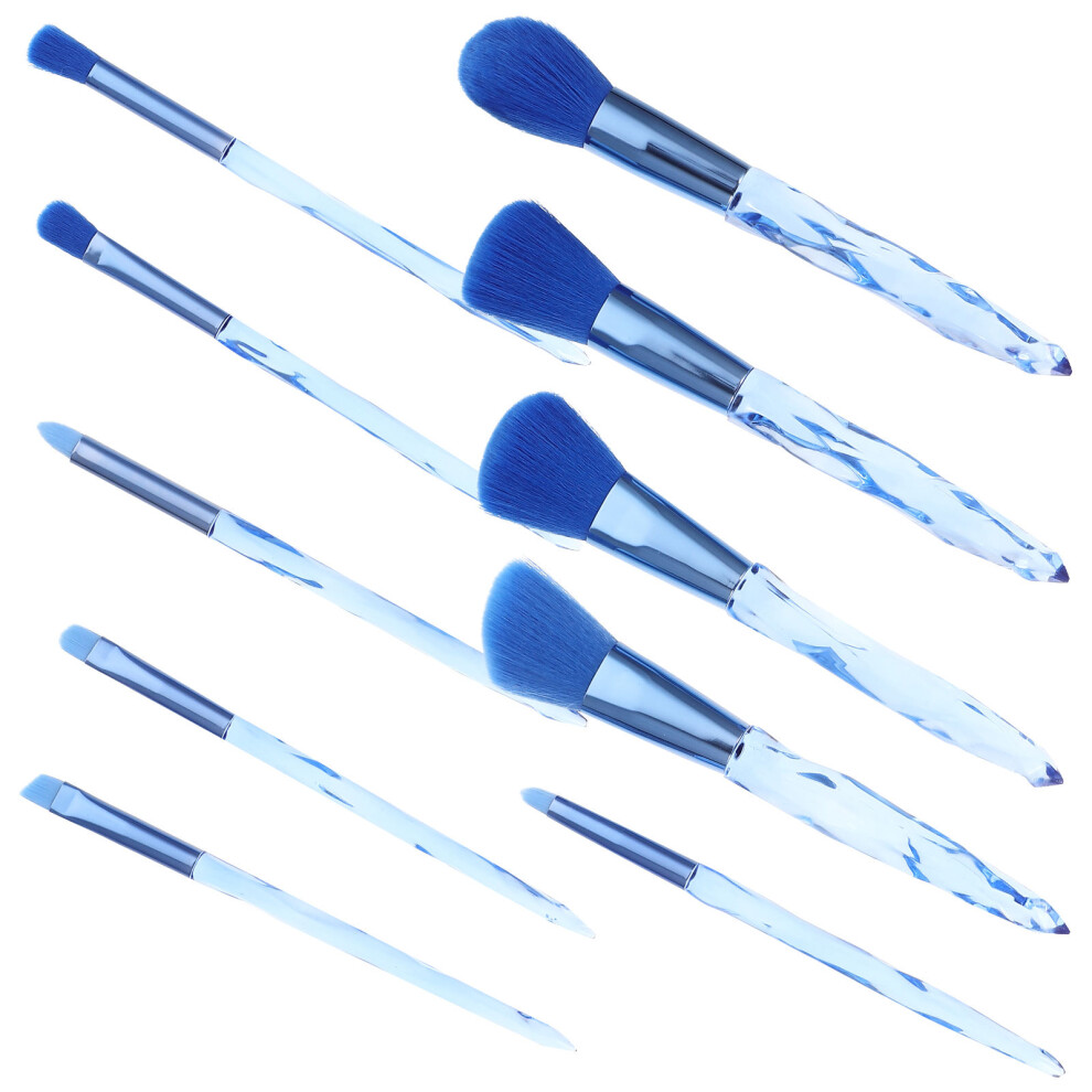 Totority Blue 20Pcs Plastic Handle Face Makeup Brushes Portable Cosmetic Tools