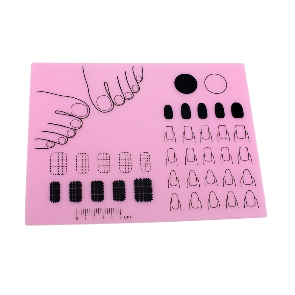 Iplusmile 2Pcs Pink Silicone Nail Art Stamping Mat With Ruler Practice Pad Tools