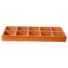 2Pcs Brown Wooden Storage Box 10 Compartments for Home and Office Use