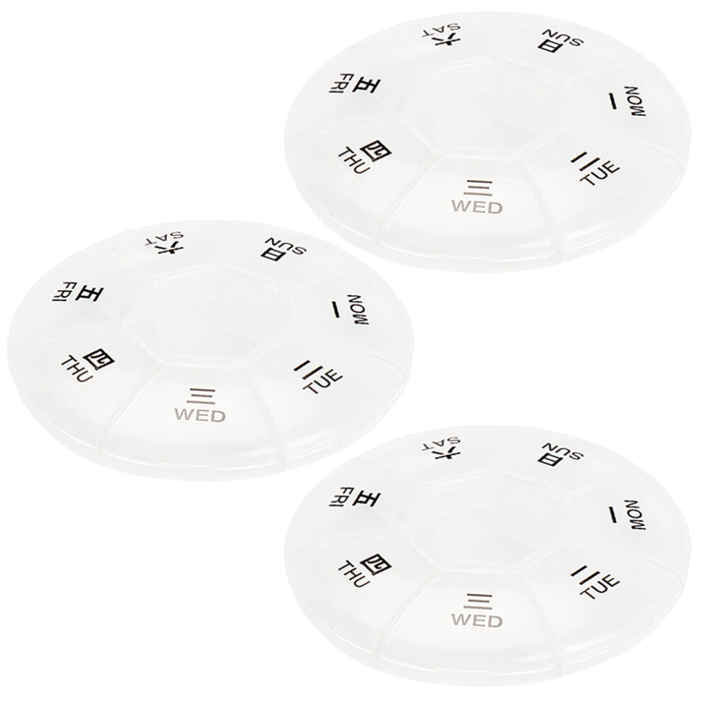 Inoomp 9Pcs Portable Weekly Medicine Holder White 7 Compartments Organizer