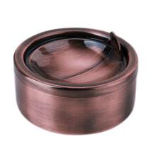 3Pcs Light Brown Stainless Steel Windproof Ashtray with Lid for Cigars