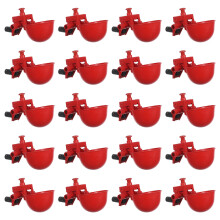 60Pcs Red Feathered Poultry Waterers for Chicken Quail Pigeon Farming