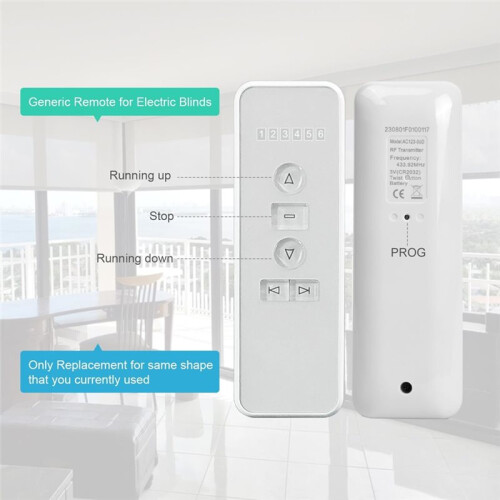 Télécommande AC123-06, Télécommande pour Stores, Télécommande 433 MHz Compatible avec Stores Enrouleurs, Stores et Auvents Motorisés 2