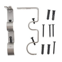 8Sets Simple Style Grey Iron Curtain Pole Holder Easy Mount
