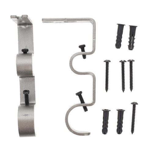 8Sets Simple Style Grey Iron Curtain Pole Holder Easy Mount