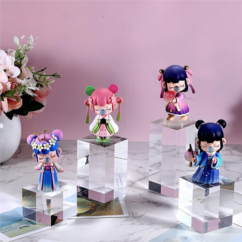4Pcs Clear Acrylic  Display Risers Stands, Square Polished Acrylic Photo Props, Transparent Solid Display Blocks 1