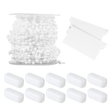 2Sets White Vertical Blind Chain Set Plastic Beaded Clips for Curtains