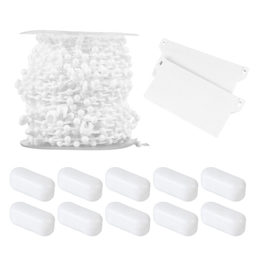 2Sets White Vertical Blind Chain Set Plastic Beaded Clips for Curtains