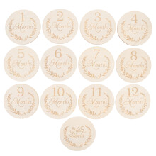 39Pcs Baby Milestone Wooden Cards Recyclable Beige Home Growth Markers