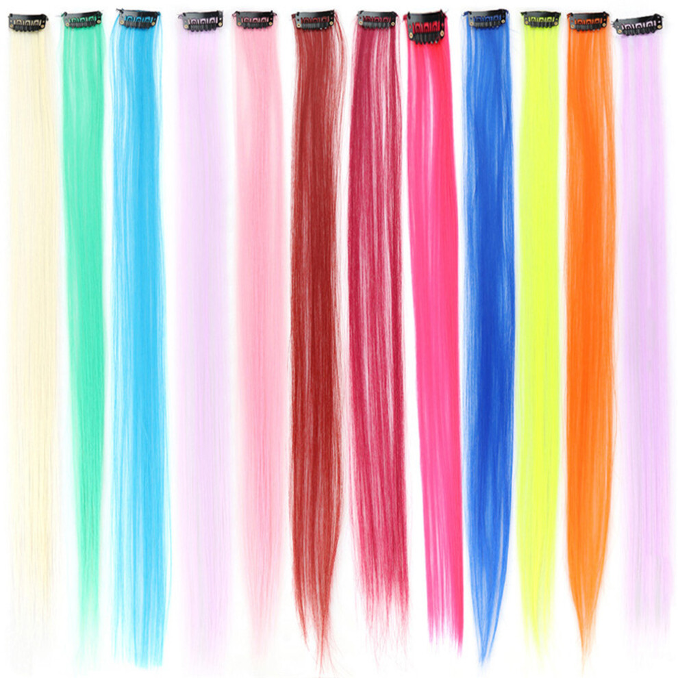 Villcase 72Pcs Rainbow Hair Extension Clips One-Piece Seamless Hair Pieces
