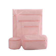 3Sets Pink Mesh Laundry Bags Zippered Washing Nets for Lingerie Socks