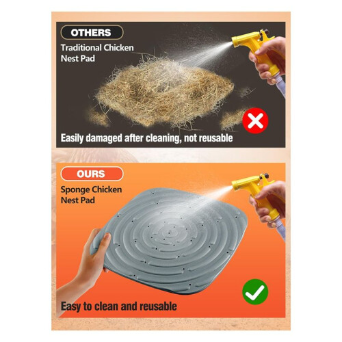 8 Pack Washable Chicken Nesting Pads for Laying Eggs, Nesting Box Liners for Chicken Coop Reusable Chicken Litter Gray 1
