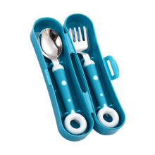2Sets Durable Stainless Steel Kids Flatware Green Silicone Handle
