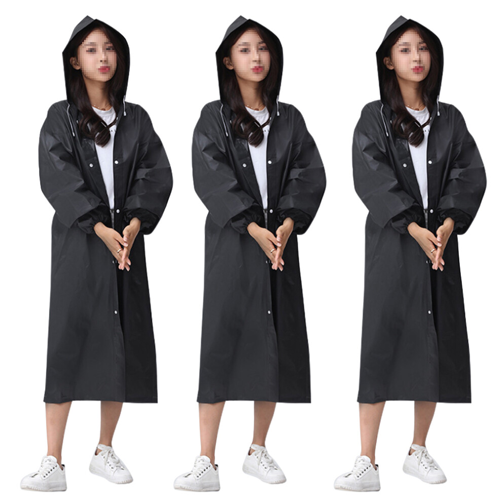 9Pcs Black Adult Raincoat With Hood Lightweight Waterproof Rain Poncho 3651160961082